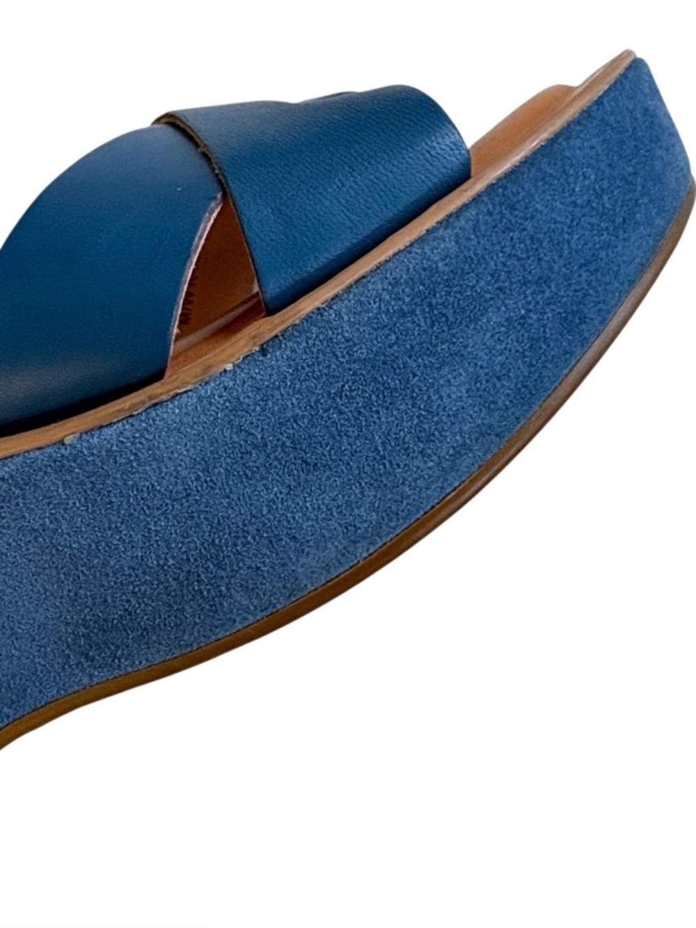 Kork-Ease Leather Wedge Sandals Blue Women’s Size 7 EUC - Picture 5 of 7